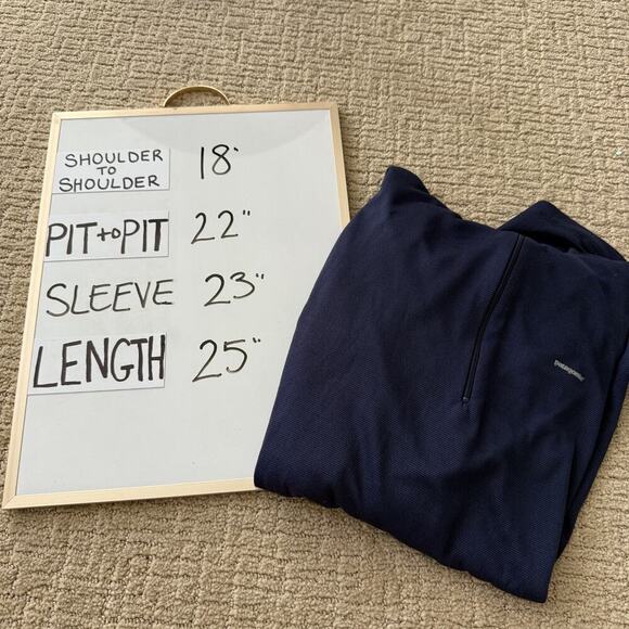 Patagonia Top Mens Large Blue Long Sleeve 1/4 Zip Apilene Pullover *FLAWED* - Picture 7 of 7